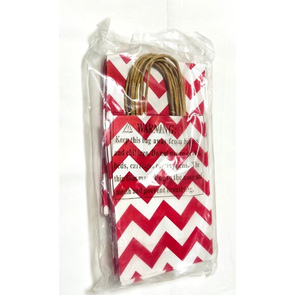 Other - 12 Gift Bags Red White Chevron Designer Party Paper Bags 9x6 1/4 inches NEW!